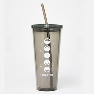 Femfetti ✦ Gray & White Cold Beverage Tumbler ✦ Reusable Cup + Straw NWT